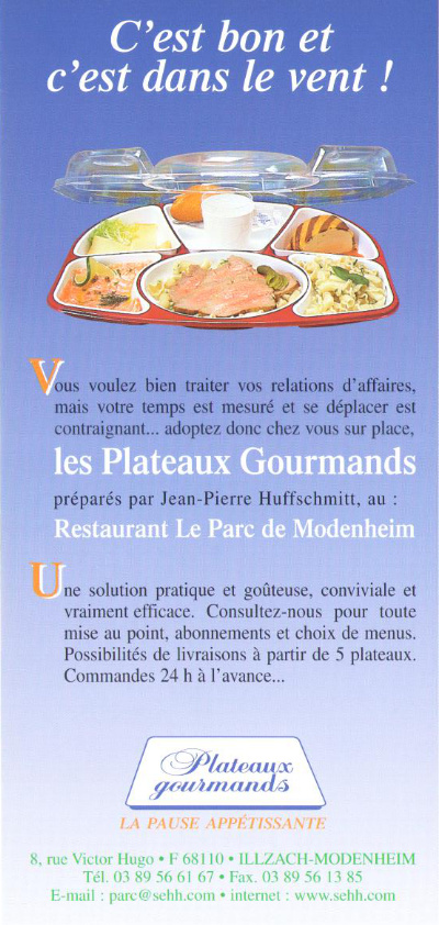 Plaquette plateau-repas traiteur 2003